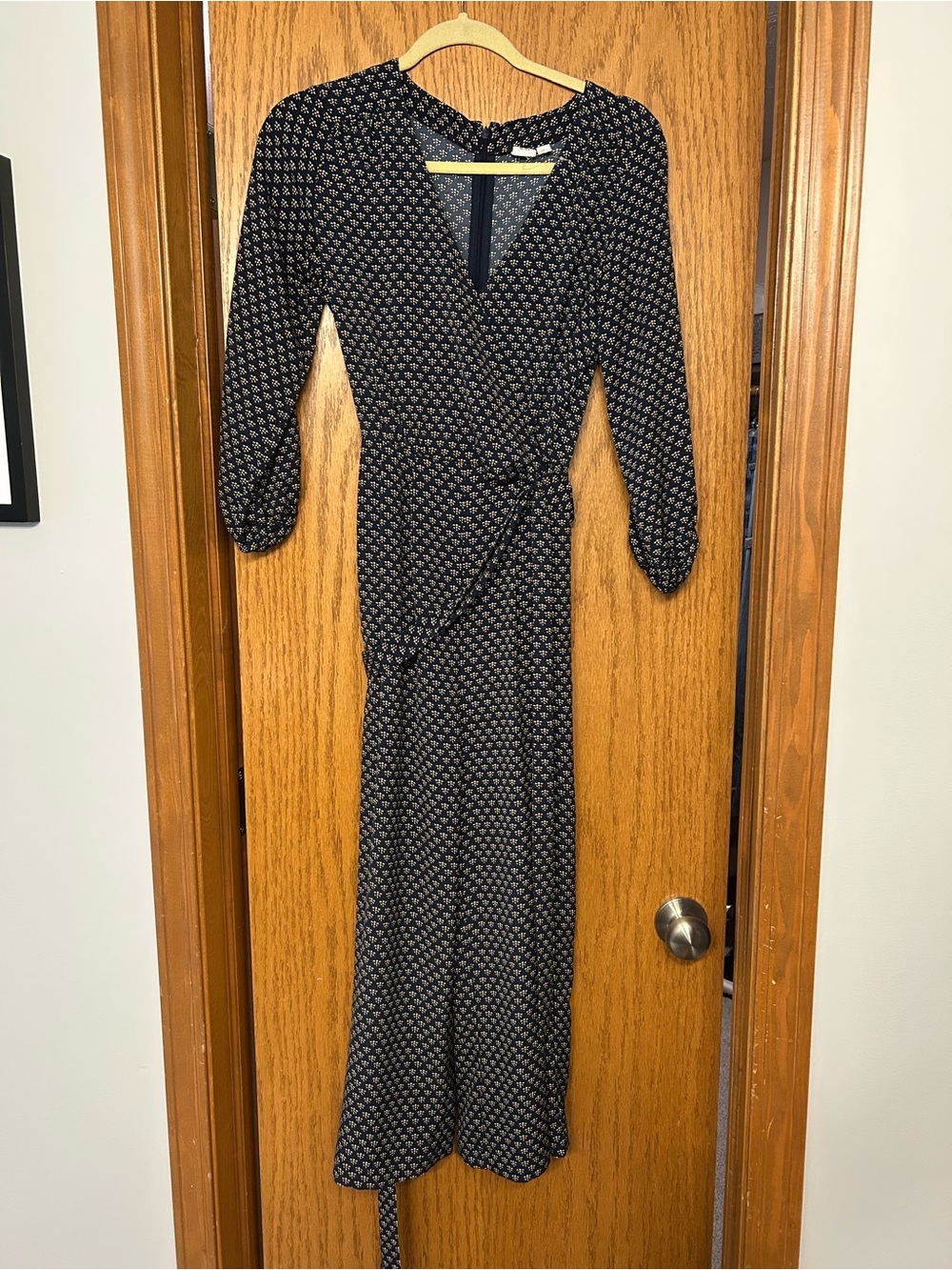 Dark Blue Printed Wrap Jumpsuit